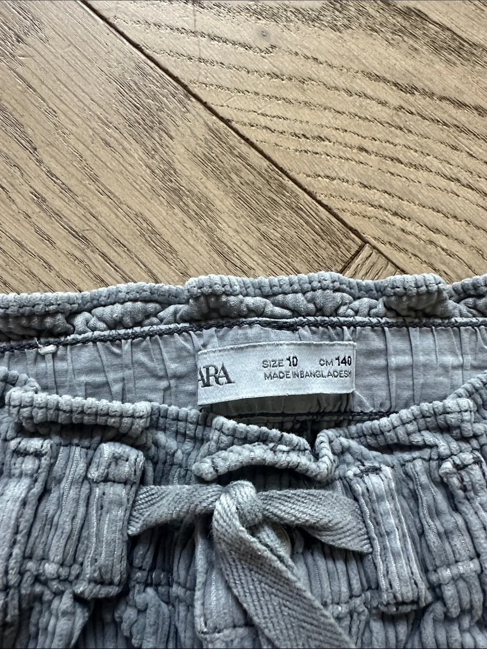 ZAra Light Gray Textured Tie-Waist Pants